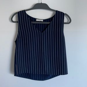 Aritzia Babaton Murphy Blouse Navy Pinstripe